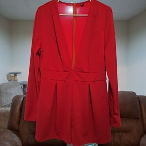 Elegant Red Long Sleeve Dress